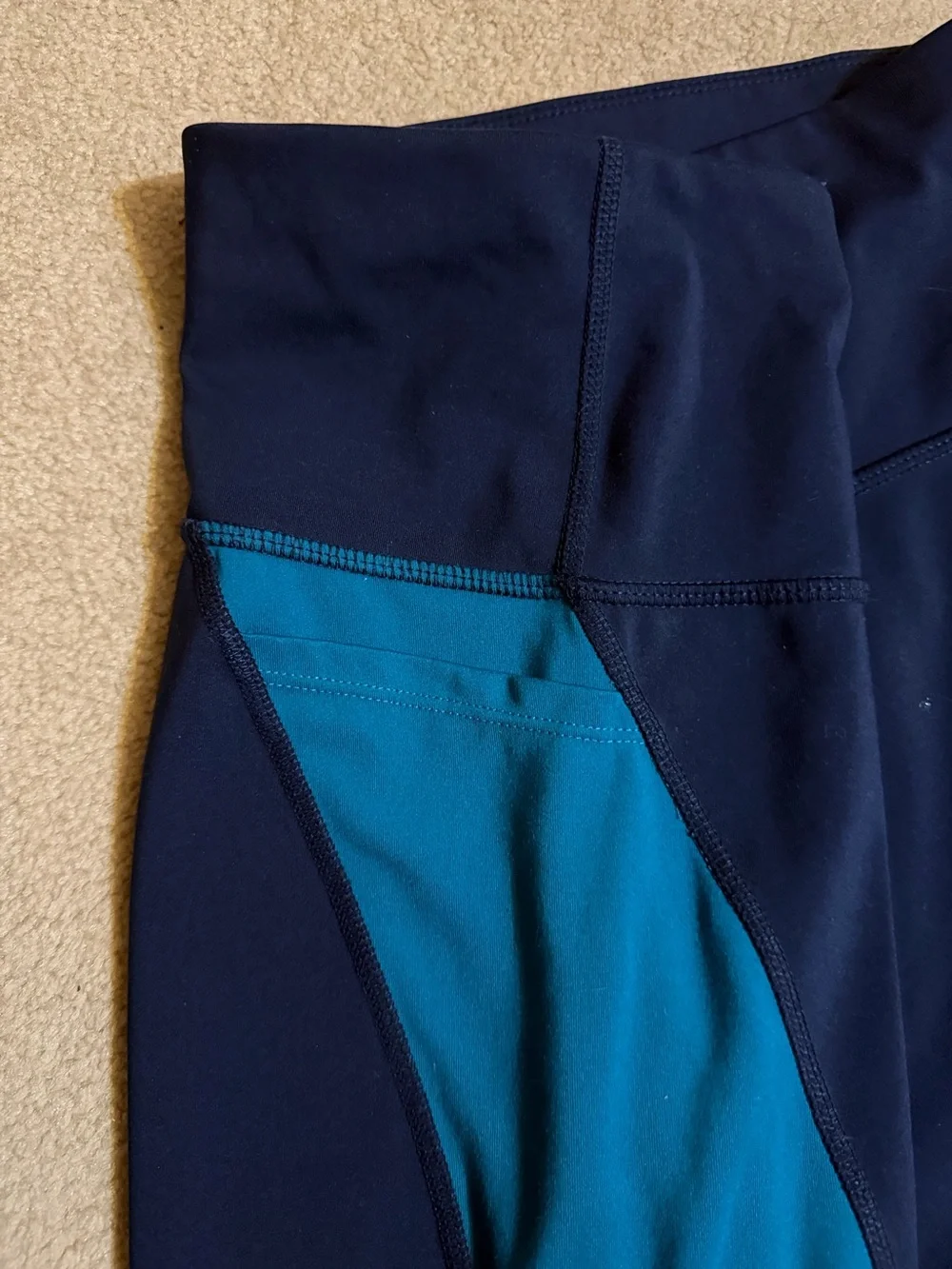Xersion Navy Bike Shorts with Teal Side Panels